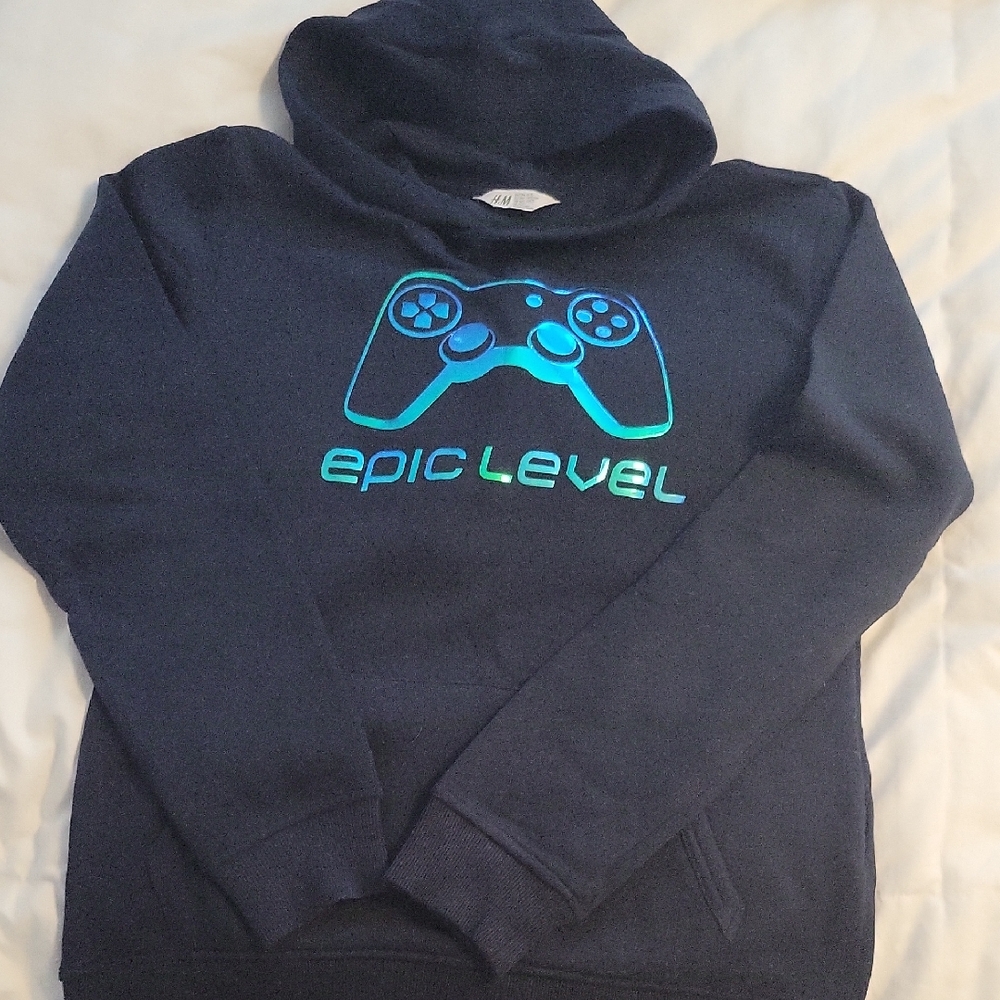 H&M Navy Blue 'Epic Level' Hoodie